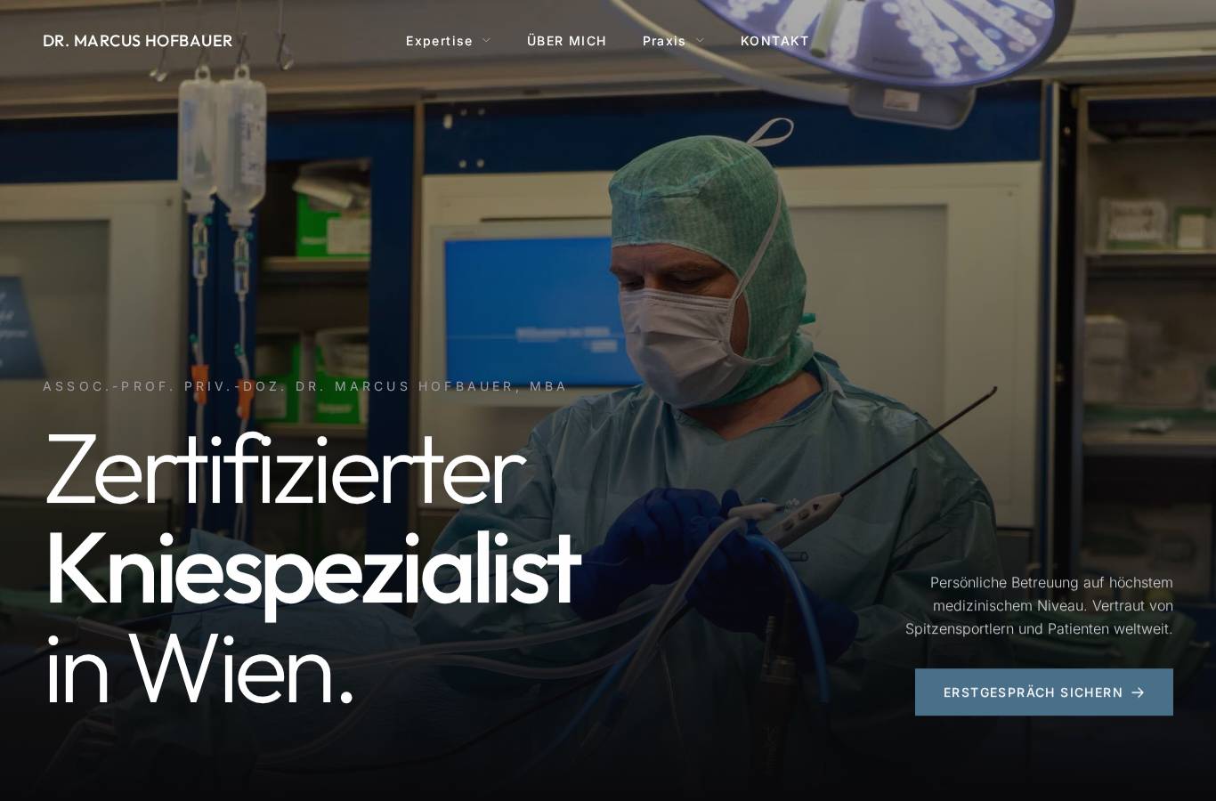 Momentaufnahme der geprüften Seite Kniespezialist Dr. Hofbauer zum Prüfzeitpunkt (12.09.2026)