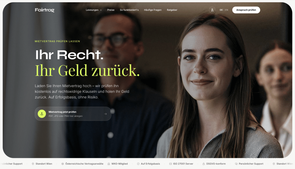 Fairtrag — Full-Stack Legal-Tech-Plattform mit 100/100 PageSpeed