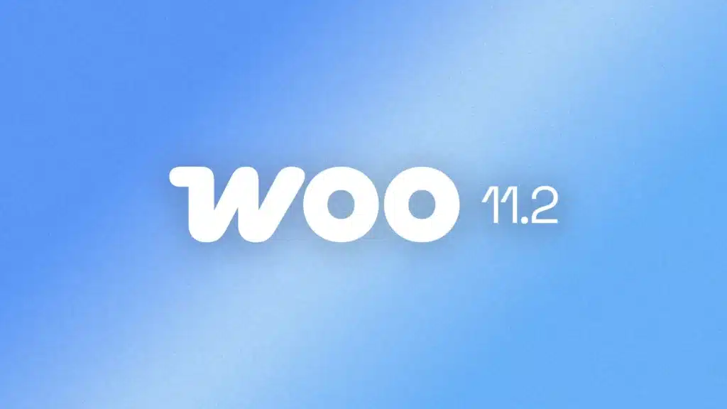 Weißer Schriftzug „woo 11.2“ auf blauem Hintergrund.